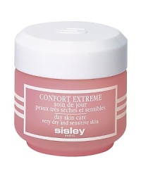 A nourishing and revitalizing day cream specifically formulated for dry, very dry and sensitive skin. Very dry skin is characterized by lipid and moisture deficiencies that cause changes in the skin's barrier function. Whether the problem involves inherent skin dryness (genetic heritage, mature skin lacking sufficient amount of lipids,) or skin weakened by environmental conditions or by an abrasive cosmetic treatment, dry skin is extremely fragile and requires a specific skin care product. Confort Extrême Day has been designed for the most fragile skin types. Extracts of Solanum, Mallow, Linden Blossom, Shea Butter and Phytosqualane all work in synergy to help stimulate the production of lipids thus encouraging spectacular hydration. A nourishing and revitalizing day cream specifically formulated for dry, very dry and sensitive skin. Very dry skin is characterized by lipid and moisture deficiencies that cause changes in the skin's barrier function. Whether the problem involves inherent skin dryness (genetic heritage, mature skin lacking sufficient amount of lipids,) or skin weakened by environmental conditions or by an abrasive cosmetic treatment, dry skin is extremely fragile and requires a specific skin care product. Confort Extrême Day has been designed for the most fragile skin types. Extracts of Solanum, Mallow, Linden Blossom, Shea Butter and Phytosqualane all work in synergy to help stimulate the production of lipids thus encouraging spectacular hydration.