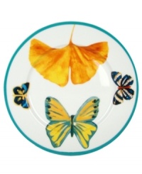 A fanciful nature scene unfolds with brilliant color on the durable white porcelain of Zrike's Lulu Byzantine salad plates. A fanciful nature scene unfolds with brilliant color on the durable white porcelain of Zrike's Lulu Byzantine salad plates.