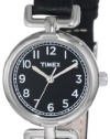 Timex Women's T2N660 Weekender Petite Casual Black Leather Strap Watch