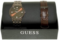 Guess Watch Set, Men's Diamond Accent Interchangeable Brown Ion-plated Stainless Steel Bracelet and Brown Leather Strap U0101G1 Guess Watch Set, Men's Diamond Accent Interchangeable Brown Ion-plated Stainless Steel Bracelet and Brown Leather Strap U0101G1