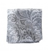 100% Silk Woven Platinum Paisley Pocket Square