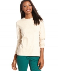 A style staple made super comfy! Style&co.'s long-sleeve petite tee is made of a cotton-stretch blend and cut for the perfect fit. A style staple made super comfy! Style&co.'s long-sleeve petite tee is made of a cotton-stretch blend and cut for the perfect fit.