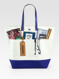 Stay organized with this chic trompe l'oeil print on crisp canvas trimmed with leather.Leather double top handles, 7¼ dropOne inside zip pocket17¼W X 14¼H X 7¼DImported Stay organized with this chic trompe l'oeil print on crisp canvas trimmed with leather.Leather double top handles, 7¼ dropOne inside zip pocket17¼W X 14¼H X 7¼DImported