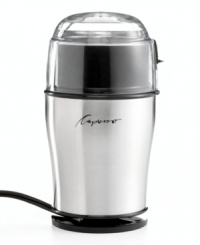 Get into the daily grind with up to 15 cups of a blend geared to your tastes. The pulse button controls the texture and fineness of your beans, producing precision brews every time, and the stainless steel housing fosters low heat build-up, preserving the full flavor and strong aroma that makes every cup heavenly. 1-year limited warranty. Model 503.05. Get into the daily grind with up to 15 cups of a blend geared to your tastes. The pulse button controls the texture and fineness of your beans, producing precision brews every time, and the stainless steel housing fosters low heat build-up, preserving the full flavor and strong aroma that makes every cup heavenly. 1-year limited warranty. Model 503.05.