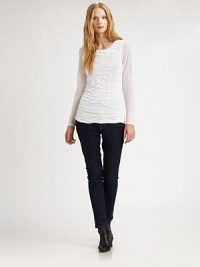 A crinkle front gives this soft jersey top a touch of texture and a chic look.Round neckLong sleevesPull-on styleAbout 23 from shoulder to hemViscose/nylon/elastaneDry cleanImported Model shown is 5'10 (177cm) wearing US size Small. A crinkle front gives this soft jersey top a touch of texture and a chic look.Round neckLong sleevesPull-on styleAbout 23 from shoulder to hemViscose/nylon/elastaneDry cleanImported Model shown is 5'10 (177cm) wearing US size Small.