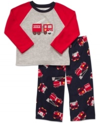 He'll love getting ready for bed in this cozy microfleece pajamas set from Carter's, with a cool tee and comfy pajama pants. He'll love getting ready for bed in this cozy microfleece pajamas set from Carter's, with a cool tee and comfy pajama pants.