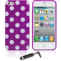iPhone 5 Polka Dot Flex Gel Case Purple / White, Universal Touch Screen Stylus Pen iPhone 5 Polka Dot Flex Gel Case Purple / White, Universal Touch Screen Stylus Pen