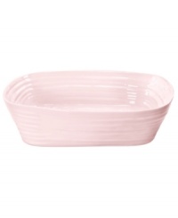 Celebrated chef and writer Sophie Conran introduces dinnerware designed for every step of the meal, from oven to table. A ribbed texture gives this pink Portmeirion baker the charm of traditional hand-thrown pottery. Celebrated chef and writer Sophie Conran introduces dinnerware designed for every step of the meal, from oven to table. A ribbed texture gives this pink Portmeirion baker the charm of traditional hand-thrown pottery.