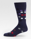 A bold, multicolored polka-dot pattern adorns this modern dress sock crafted in a rich Italian cotton blend.Mid-calf height80% cotton/20% nylonMachine washImported of Italian fabric