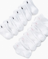 Style stays sporty even on their feet with these socks from Polo. Grips on the bottom help keep baby from sliding. Style stays sporty even on their feet with these socks from Polo. Grips on the bottom help keep baby from sliding.