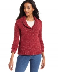 A shawl collar and cozy marled knit lends classic appeal to this Charter Club pullover. Create an easy weekend look when you pair it with jeans! A shawl collar and cozy marled knit lends classic appeal to this Charter Club pullover. Create an easy weekend look when you pair it with jeans!
