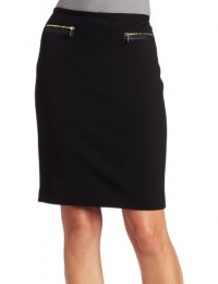 Calvin Klein Women's Faux Leather And Zip Detail Pencil Skirt, Black, 6 Calvin Klein Women's Faux Leather And Zip Detail Pencil Skirt, Black, 6