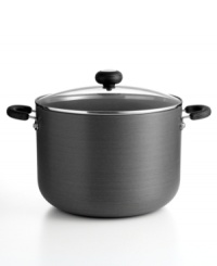 A fully-stocked kitchen starts with a durable and versatile stockpot, where brilliant stews, sauces, pastas and more come to life full of flavor and taste. Constructed of non-reactive stainless steel and an aluminum bottom that incorporate a masterful 3-layer Autograph® nonstick finish to heat up fast and let go of food even faster.Lifetime warranty. A fully-stocked kitchen starts with a durable and versatile stockpot, where brilliant stews, sauces, pastas and more come to life full of flavor and taste. Constructed of non-reactive stainless steel and an aluminum bottom that incorporate a masterful 3-layer Autograph® nonstick finish to heat up fast and let go of food even faster.Lifetime warranty.