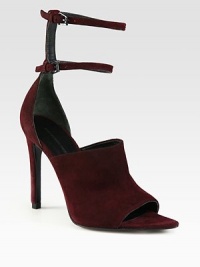 A classic suede mule is amplified with double adjustable straps and a sky-high heel. Self-covered heel, 4½ (115mm)Suede upperOpen toeAdjustable strapsLeather lining and solePadded insoleImported A classic suede mule is amplified with double adjustable straps and a sky-high heel. Self-covered heel, 4½ (115mm)Suede upperOpen toeAdjustable strapsLeather lining and solePadded insoleImported