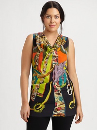 Behold, a lively top made from fine Italian silk. Pair this vibrantly printed design with solid pieces.CowlneckSleevelessAllover printAbout 30 from shoulder to hemSilkDry cleanMade in Italy Behold, a lively top made from fine Italian silk. Pair this vibrantly printed design with solid pieces.CowlneckSleevelessAllover printAbout 30 from shoulder to hemSilkDry cleanMade in Italy