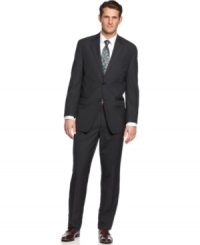 Stripes deliver additional subtle sophistication to this suit from Izod. Stripes deliver additional subtle sophistication to this suit from Izod.