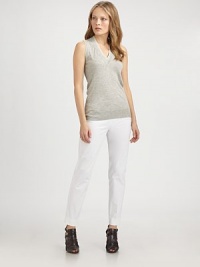 Crisp cotton satin, tailored in a cropped, sporty style.Flat front with dartsConcealed side zipBack seamsInseam, about 28½97% cotton/3% elastaneHand washImported of Italian fabricModel shown is 5'8½ (174cm) wearing US size 4.OUR FIT MODEL RECOMMENDS ordering true size. Crisp cotton satin, tailored in a cropped, sporty style.Flat front with dartsConcealed side zipBack seamsInseam, about 28½97% cotton/3% elastaneHand washImported of Italian fabricModel shown is 5'8½ (174cm) wearing US size 4.OUR FIT MODEL RECOMMENDS ordering true size.