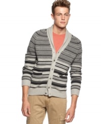 It's all about pattern this fall. Stay on top of your game with this shawl-collar cardigan from Bar III. (Clearance) It's all about pattern this fall. Stay on top of your game with this shawl-collar cardigan from Bar III. (Clearance)