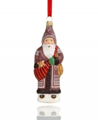 Modeled after antique chocolate molds but crafted of mouth-blown glass, the Gingerbread Santa ornament from Vaillancourt has all the makings of a sweet holiday tradition. Modeled after antique chocolate molds but crafted of mouth-blown glass, the Gingerbread Santa ornament from Vaillancourt has all the makings of a sweet holiday tradition.