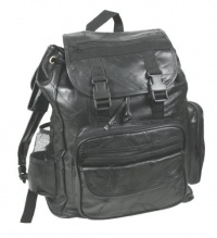 New Rothco Black Leather Patchwork Backpack New Rothco Black Leather Patchwork Backpack