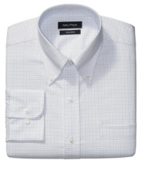 With a subtle design, this Nautica shirt brings a modern mix to your dress-shirt collection. With a subtle design, this Nautica shirt brings a modern mix to your dress-shirt collection.