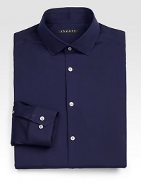 Sophisticated solid dress wardrobe staple with a hint of stretch for a trim, modern fit.Button-front72% cotton/23% nylon/5% lycraDry cleanImported of Italian fabric Sophisticated solid dress wardrobe staple with a hint of stretch for a trim, modern fit.Button-front72% cotton/23% nylon/5% lycraDry cleanImported of Italian fabric