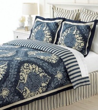 Martha Stewart Indigo Damask 6 Piece King Duvet Cover Set Blues/Ivory Martha Stewart Indigo Damask 6 Piece King Duvet Cover Set Blues/Ivory