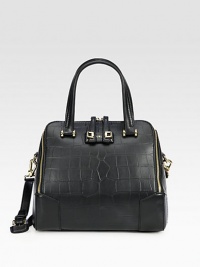 This structured design in crocodile-embossed leather with a versatile shoulder strap is a timeless wardrobe staple. Adjustable detachable shoulder strap, 11½-13 dropDouble top handles, 6 dropTop double zip closureOne outside back zip pocketOne inside zip pocketTwo inside open pocketsLeather lining11W X 9½H X 6DImported This structured design in crocodile-embossed leather with a versatile shoulder strap is a timeless wardrobe staple. Adjustable detachable shoulder strap, 11½-13 dropDouble top handles, 6 dropTop double zip closureOne outside back zip pocketOne inside zip pocketTwo inside open pocketsLeather lining11W X 9½H X 6DImported