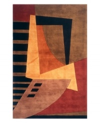 The vivid colors and eye-catching abstractions create a rug with elegant, modern style. An arresting color palette that includes ebony, burnt red and orange gives the rug a striking color contrast which enriches any home with a buoyant, contemporary look. The vivid colors and eye-catching abstractions create a rug with elegant, modern style. An arresting color palette that includes ebony, burnt red and orange gives the rug a striking color contrast which enriches any home with a buoyant, contemporary look.