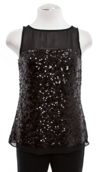 Michael Kors Black Sheer Boat Neck Sequin Sleeveless Shirt Top X-Small Michael Kors Black Sheer Boat Neck Sequin Sleeveless Shirt Top X-Small