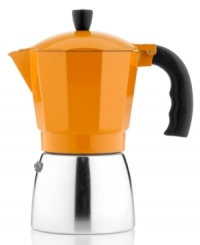 Fall for the rich flavor of espresso brewed right on your stovetop. This easy-to-use design, made from long-lasting aluminum, works on all stovetops and prepares incredibly aromatic and fresh espresso in minutes. Fall for the rich flavor of espresso brewed right on your stovetop. This easy-to-use design, made from long-lasting aluminum, works on all stovetops and prepares incredibly aromatic and fresh espresso in minutes.