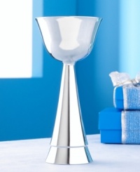 A decidedly modern rendering of the traditional Hebrew Kiddish cup. A dramatic swelled design and elevated cup create a striking look of spiritual beauty. Perfect for honoring and celebrating the Sabbath, holiday ceremonies and special dinners. A decidedly modern rendering of the traditional Hebrew Kiddish cup. A dramatic swelled design and elevated cup create a striking look of spiritual beauty. Perfect for honoring and celebrating the Sabbath, holiday ceremonies and special dinners.