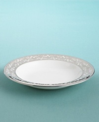 A profusion of Lilies of the Valley trims this vintage-inspired lustreware pattern, comprised of three distinctive border designs that bring a lovely layered effect to the table. Martha was quite taken with Wedgwood's 20th-century original, now updated in this exuberant mix-and-match service. The painterly silver embellishment shines with a delicate mother-of pearl iridescence, for a beautiful echo of traditional of heirloom lustreware. A profusion of Lilies of the Valley trims this vintage-inspired lustreware pattern, comprised of three distinctive border designs that bring a lovely layered effect to the table. Martha was quite taken with Wedgwood's 20th-century original, now updated in this exuberant mix-and-match service. The painterly silver embellishment shines with a delicate mother-of pearl iridescence, for a beautiful echo of traditional of heirloom lustreware.