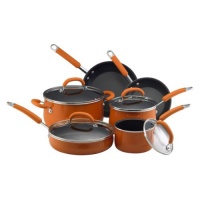 Rachael Ray Porcelain Enamel Nonstick 10-Piece Cookware Set, Orange Rachael Ray Porcelain Enamel Nonstick 10-Piece Cookware Set, Orange
