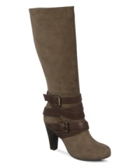 Instant style. The Caddy boots by Fergalicious are what you get when you take a tall, sexy microfiber boot and wrap it in bold contrasting straps and buckles. Instant style. The Caddy boots by Fergalicious are what you get when you take a tall, sexy microfiber boot and wrap it in bold contrasting straps and buckles.