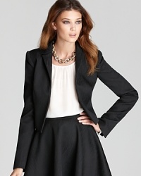 This chic Rachel Zoe bolero jacket tops off your look with polish and poise. Teamed with a pleated skirt, you have the ultimate winning combination for the office. This chic Rachel Zoe bolero jacket tops off your look with polish and poise. Teamed with a pleated skirt, you have the ultimate winning combination for the office.