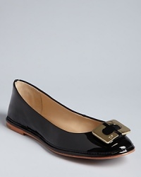 Designer DIANE von FURSTENBERG knows how to inject serious style into simple silhouettes, as evidenced by these elegant ballet flats. Goldtone logo hardware adds pop. Designer DIANE von FURSTENBERG knows how to inject serious style into simple silhouettes, as evidenced by these elegant ballet flats. Goldtone logo hardware adds pop.