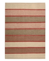 Variegated striping gives way to understated sophistication in the Horizon area rug from Calvin Klein. Generously thick wool fibers are hand tufted in India for remarkable strength and detailed design. (Clearance) Variegated striping gives way to understated sophistication in the Horizon area rug from Calvin Klein. Generously thick wool fibers are hand tufted in India for remarkable strength and detailed design. (Clearance)