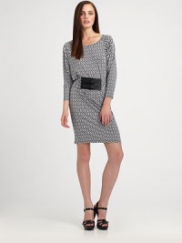 Geometric-chic is the look of the season. This phenomenal belted dress features a feminine neckline and timeless dolman sleeves. ScoopneckDolman sleevesPrincess seamsBelted silhouetteAllover geometric printAbout 25 from natural waist95% polyester/5% spandexMachine washImported Model shown is 5'10 (177cm) wearing US size Small. Geometric-chic is the look of the season. This phenomenal belted dress features a feminine neckline and timeless dolman sleeves. ScoopneckDolman sleevesPrincess seamsBelted silhouetteAllover geometric printAbout 25 from natural waist95% polyester/5% spandexMachine washImported Model shown is 5'10 (177cm) wearing US size Small.