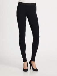 A sleek, curve-hugging fit, all in a lightweight stretch knit.Elastic waistPull-on styleRise, about 9Inseam, about 3294% viscose/6% elastaneDry cleanMade in USA of Italian fabricModel shown is 5'10 (177cm) wearing US size Small. A sleek, curve-hugging fit, all in a lightweight stretch knit.Elastic waistPull-on styleRise, about 9Inseam, about 3294% viscose/6% elastaneDry cleanMade in USA of Italian fabricModel shown is 5'10 (177cm) wearing US size Small.