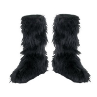 Girls Black Furry Boot Covers (As Shown;One Size) Girls Black Furry Boot Covers (As Shown;One Size)