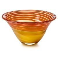 Waterford Red & Amber 8 swirl bowl. The swirl bowls blend reds and amber colors to create a piece with contrast and excitement. Waterford Red & Amber 8 swirl bowl. The swirl bowls blend reds and amber colors to create a piece with contrast and excitement.