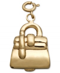 Purse Perfection. This handbag charm makes a superb gift for the extreme shopper. Crafted in 14k gold over sterling silver with a spring ring clasp. Approximate size: 1 inch x 1-1/2 inches. Purse Perfection. This handbag charm makes a superb gift for the extreme shopper. Crafted in 14k gold over sterling silver with a spring ring clasp. Approximate size: 1 inch x 1-1/2 inches.