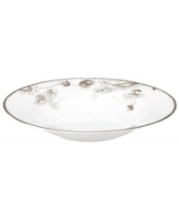 A fine vintage. The Paisley Terrace rim soup bowl elevates even the most elegant settings with breezy florals grounded in graceful white porcelain. With luxe platinum banding to complement the rest of the Lenox dinnerware collection. A fine vintage. The Paisley Terrace rim soup bowl elevates even the most elegant settings with breezy florals grounded in graceful white porcelain. With luxe platinum banding to complement the rest of the Lenox dinnerware collection.