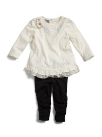 GUESS Kids Girls Top With Foil And Leggings, CREAM (24M)