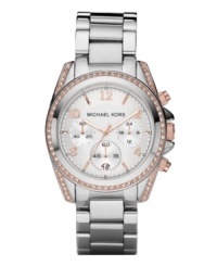 Glamorous accents feminize this menswear-inspired Blair watch by Michael Kors. Glamorous accents feminize this menswear-inspired Blair watch by Michael Kors.