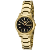 Seiko Women's SYMD96 Seiko 5 Automatic Black Dial Gold-Tone Stainless Steel Watch Seiko Women's SYMD96 Seiko 5 Automatic Black Dial Gold-Tone Stainless Steel Watch