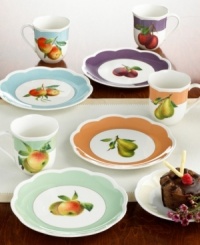 Bring the orchard indoors with this charming dessert plate set from Lenox. Splashes of cheerful color and a fresh, vibrant fruit pattern lend your table a welcoming radiance. (Clearance) Bring the orchard indoors with this charming dessert plate set from Lenox. Splashes of cheerful color and a fresh, vibrant fruit pattern lend your table a welcoming radiance. (Clearance)