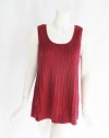 Jones New York Womens Cranberry Sleeveless Ribbed Woven Knit Top L