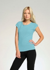 Alo W1004 Ladies' 5.4 oz. Short-Sleeve Bamboo T-Shirt - Aqua/White - S Alo W1004 Ladies' 5.4 oz. Short-Sleeve Bamboo T-Shirt - Aqua/White - S